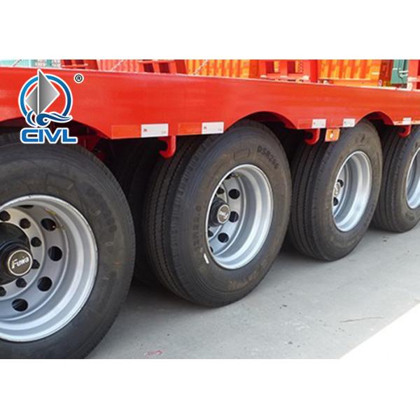 4 Axles Flatbed Manual Semi Trailer Trucks with Four Double Air Chamber
