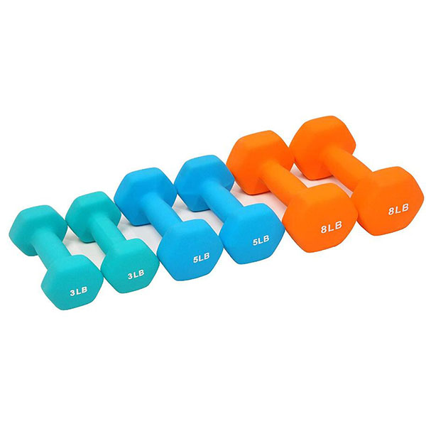 Colored Neoprene Steel Hex Coated Dumbbell Barbell Sets