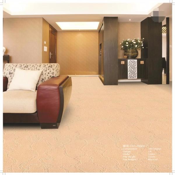 Purple Hotel Carpet Flooring High Cut Low Loop Nylon Material Woven Technics