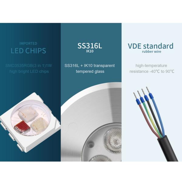 O controle 90LM externo conduziu FCC IP68 RGB das luzes 3W da associação com Ce Rohs