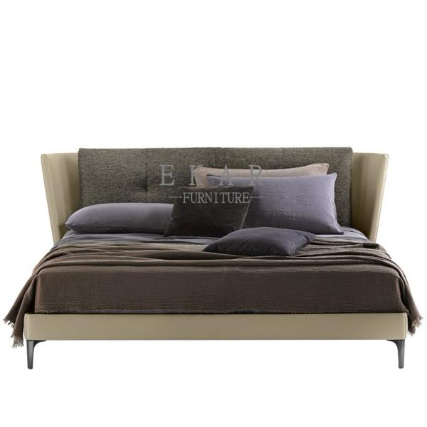 Leather Upholstered Modern Design King Size Bed