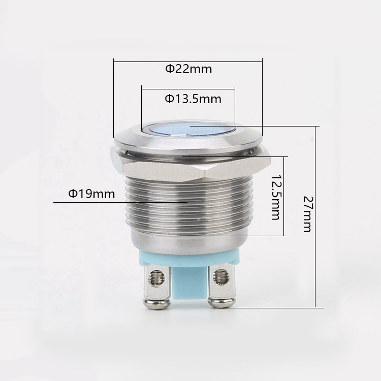 19mm 6V-220V Stainless Steel Flat Head Signal Lamp LED Indicator Lights Green Blue White Yellow IP65 IK08 Industrial Control