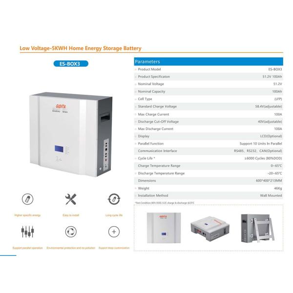 Batería montada en la pared caliente LiFePO4 de la venta 51.2V 100Ah con la batería de almacenamiento de energía del hogar de la exhibición 5KWh