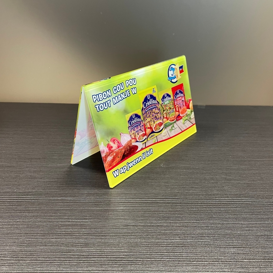 Custom V Shape Acrylic Tabletop Sign Holders UV Printing For Restaurant Business