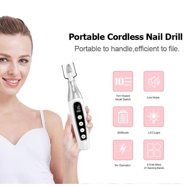 Электрический маникюр профессиональный портативный педикюр ногтевой файл набор электрический ногтевой дрель
