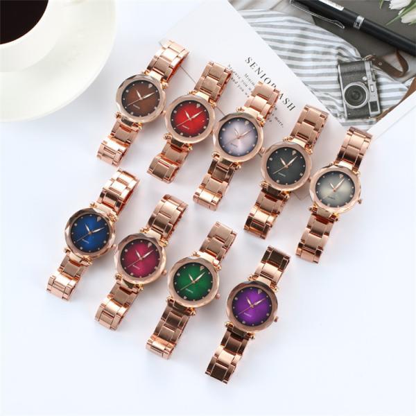 Ladies Luxury Quartz Dress Stainless Steel Band Colorful Dial Analog Alloy Classic Quartz WristWatch