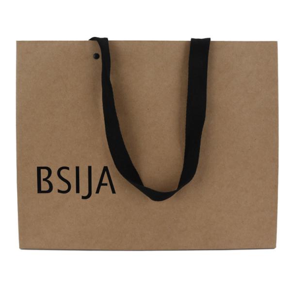 Eco Friendly Recycled Paper Grocery Bags Kraft Paper Gift Bags With Woven Tape Handle