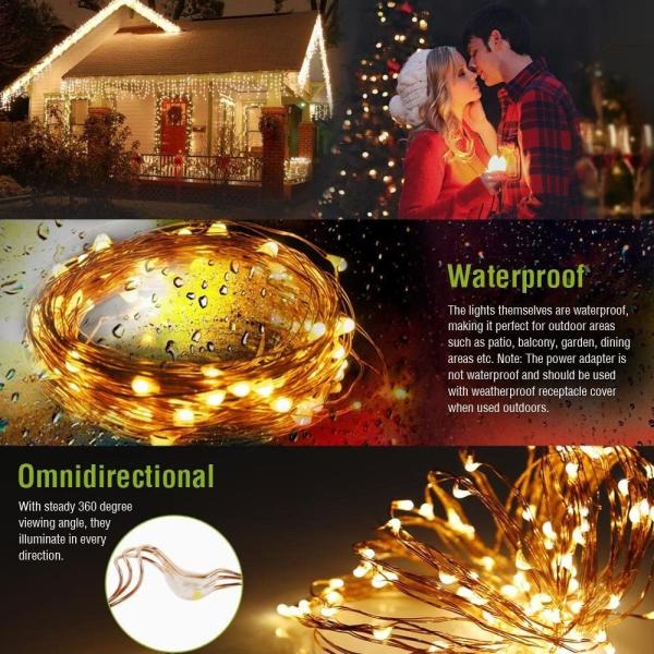 Copper Wire 500 LEDs Dimmable Fairy Lights 165FT Plug In Silvery For Indoor Christmas