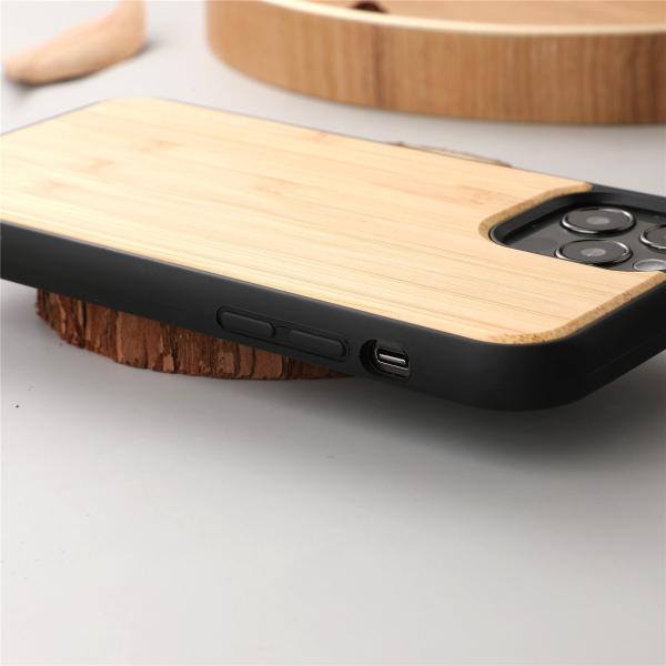 TPU pare-chocs en bois réel en bambou Casse téléphonique en bois
