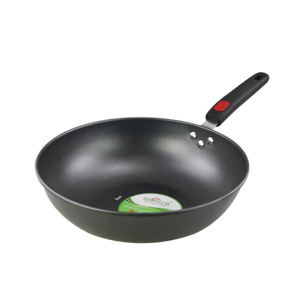 Amazon Hot Selling Cooking Kitchen Metal Pan Cookware Wok Pan Cast Iron Non-stick Induction Frying Pan