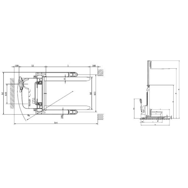 1000kg 1200kg électrique élévateur empilant piéton avec élévation à cheval 3000mm