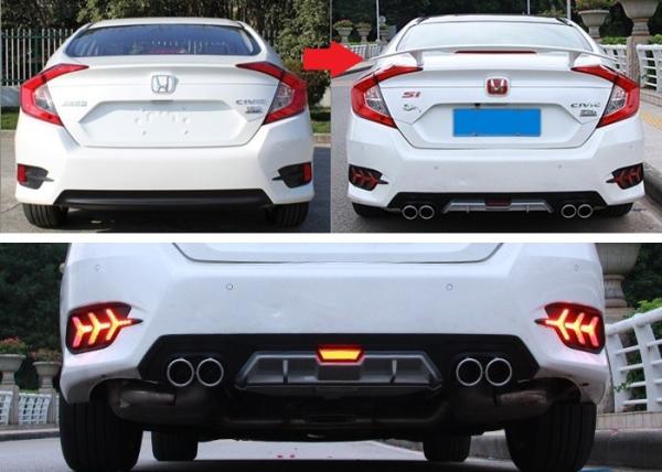 Lamborghini Style Universal Fog Lamp Rear Bumper Led Lights For Honda New Civic 2016 2018