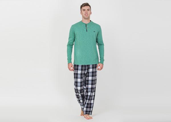 Spring Autumn Mens Luxury Sleepwear Functional Placket Side Pockets Design