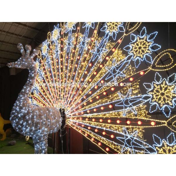 New Christmas Wedding Festival Outdoor Large Size 3D LED Sculptures Peacock Motif Light For Sale