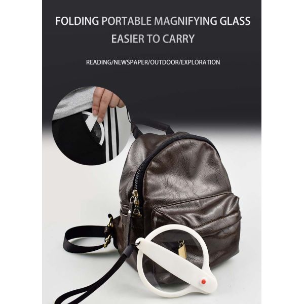 High Quality Wholesale Custom Optical Instruments  Magnifying Glass Foldable Handheld 3X 6X Magnifier
