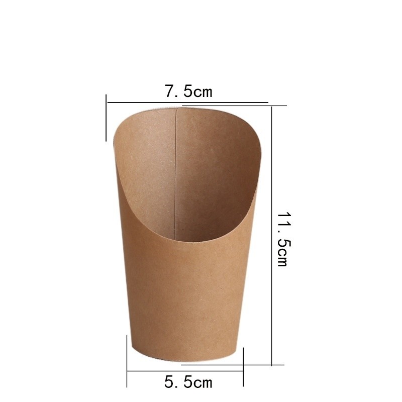 Double Corrugated Paper Cup Eco Friendly 14oz / 16oz Kraft Fast Food Box for Takeaway