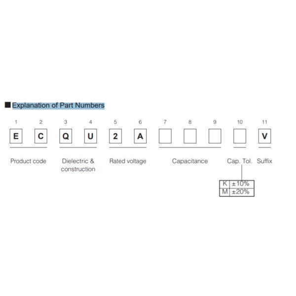 Capacitor 0.22UF 20% ECQ-U2A224V ECQUV do filme plástico de 250VAC ECQU2A224KL