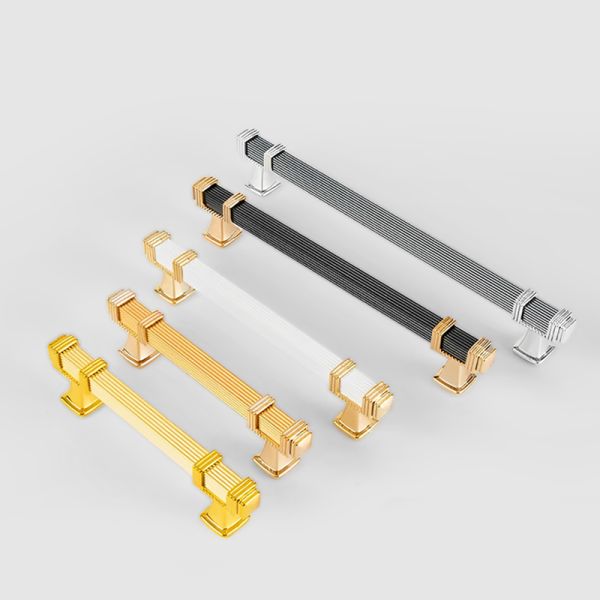 European-style Aluminum Alloy square Pull Handle Two-tone Spliced Vertical Grain Handle for Home Cabinet Drawer & Wardrobe Doors