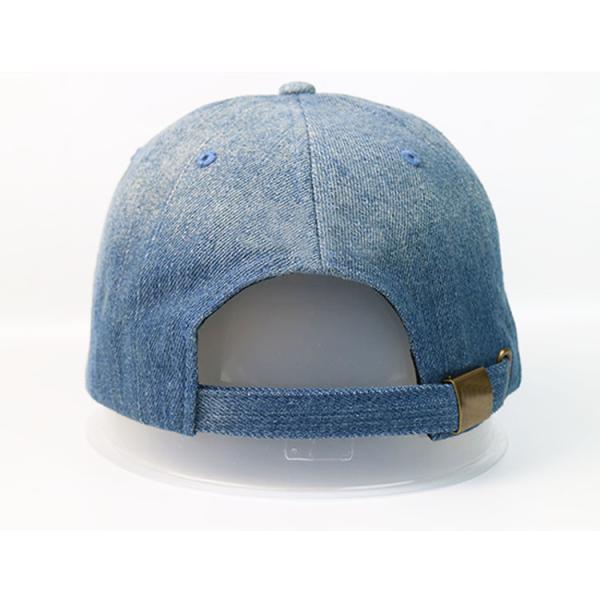 ACE Wash blue denim  Customized curve brim  silk printed logo baseball Hats Caps