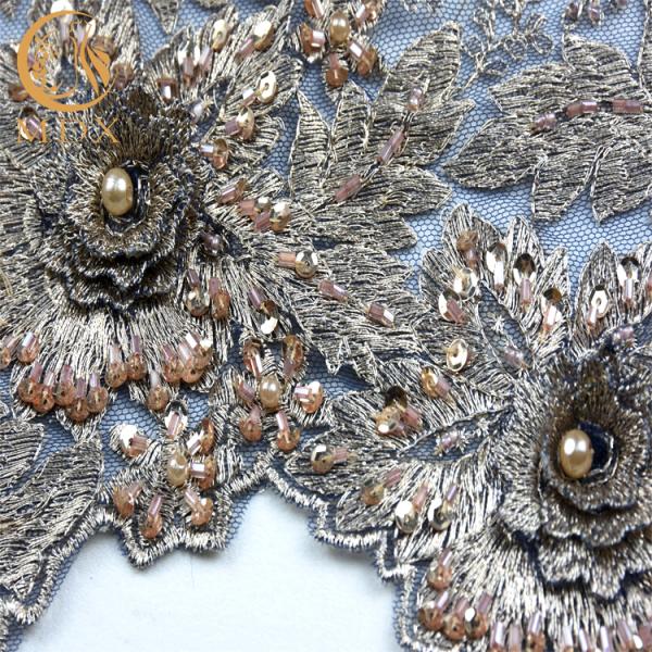 Отбортованное платье свадьбы шнурует вышивку ширины ткани 135cm Handmade 1 двор