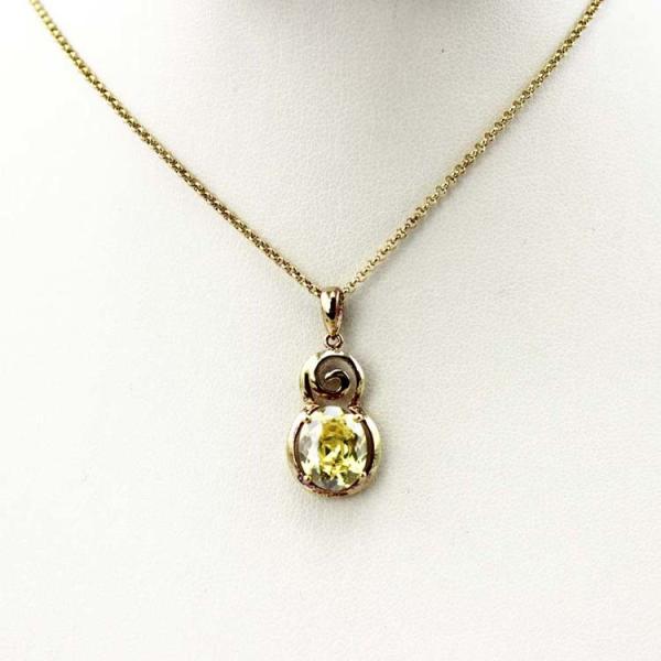 18k Yellow Gold Plated  Silver Jewelry Yellow Citrine Cubic Zircon Pendant(PSJ0414)