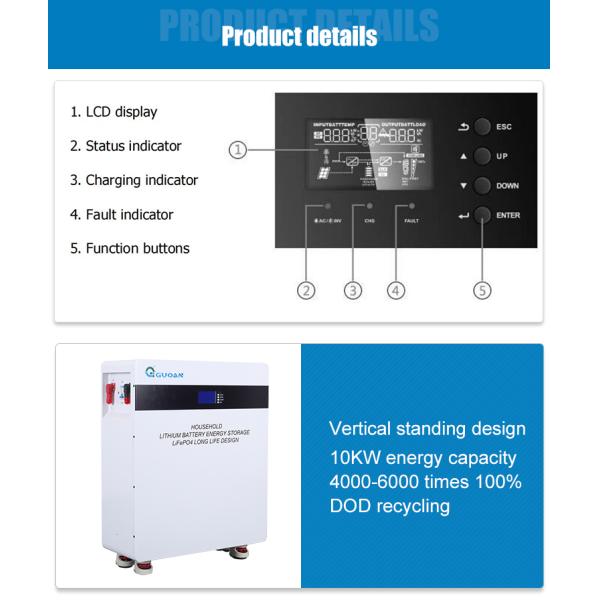 батарея 10КВ 200ах силы ЛифеПО4 силы батареи солнечной энергии 48В 51.2В для домашней пользы