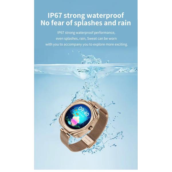 AW5 Women's Fashion Smart Watch 1.09 Inch AMOLED Square BT Call Female Health