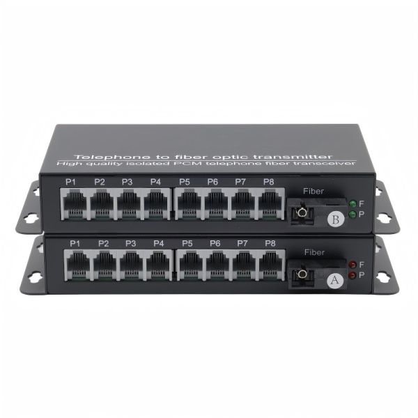 8 Channel Telephone Fiber Optic Extender RJ11 Analog PCM Telephony Over Fiber