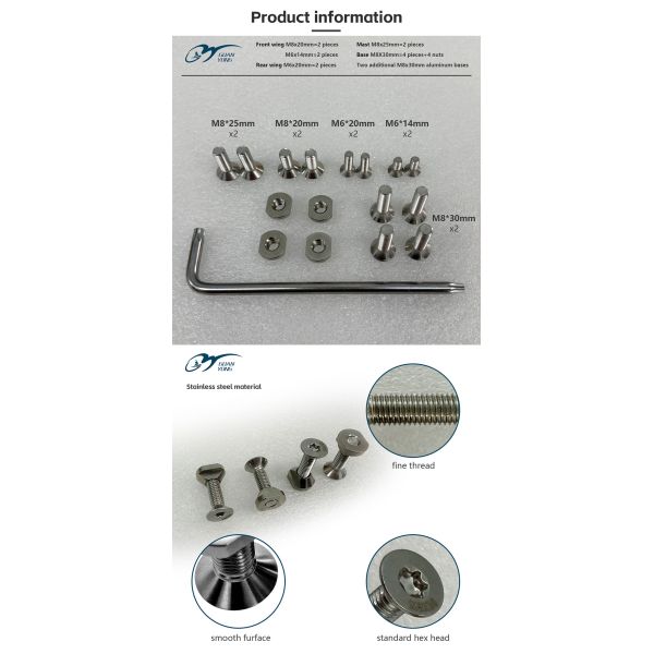 Stainless Steel Screws Surfing Wing Foil Front Wing Hydrofoil Accessory Part M8 M6