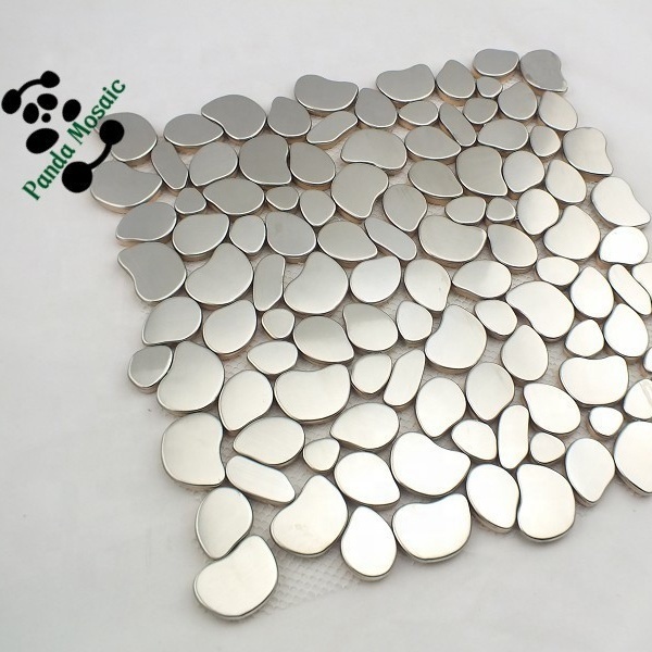 Silver Pebble Stainless Steel Metal Mosaic Tile For Water Feature SMT02