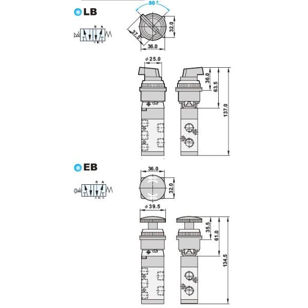 Líquido manual neumático del aire comprimido de la válvula de la manera de la aleación de aluminio 5/2