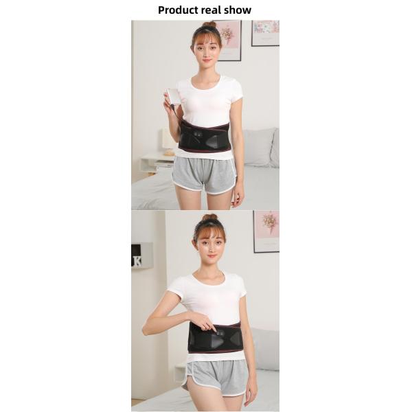 Infrared Physiotherapy Adjustable Hot Compress Lumbar Massage Lower Back Brace Belt for Pain Relief and Support in Blac