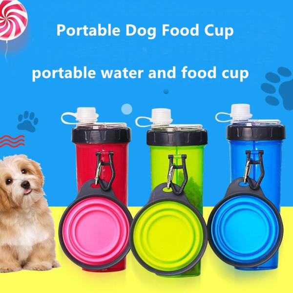 Чашка двухцелевое портативное 500g воды перемещения собаки PP