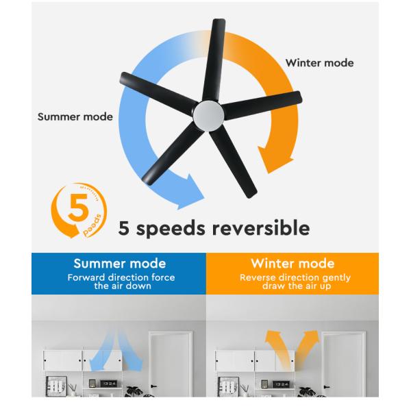 ceiling fan 38W потолочный вентилятор тома воздуха 56 дюймов большой безшумный со светлым выбором 5 скоростей