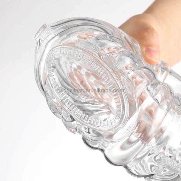 Hot Stamping Surface Handling Empty Crystal Clear Glass Bottle for Rum Brandy