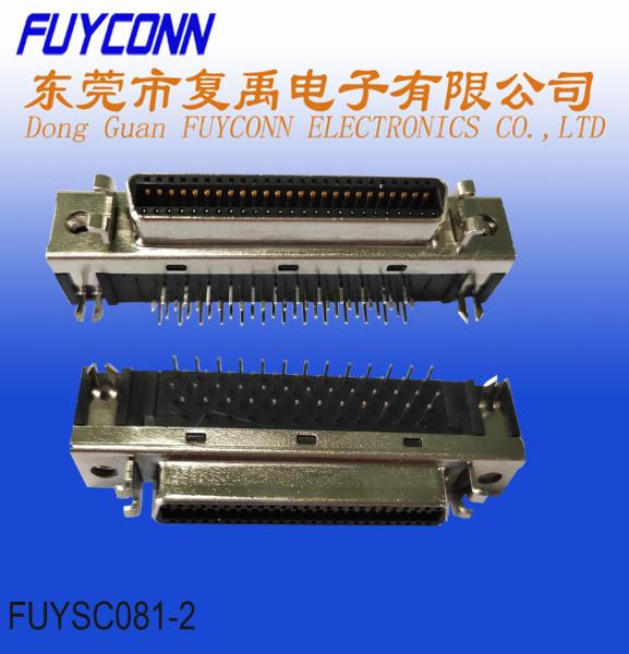 conector fêmea do ângulo direito 1.27mm MDR do PWB do conector de 50P SCSI