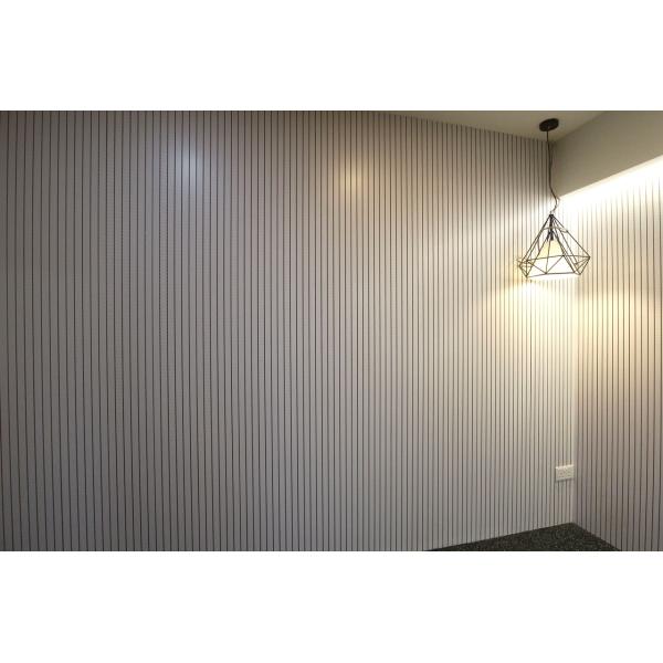 White Laminated Slat Acoustic Ceiling Panels Grooved MDF Panels 13/3mm