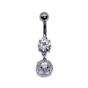 OEM Shiny Zircons Belly Button Piercings Jewelry Curved Silver Belly Bars