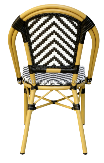 French Bistro Style All Weather Rattan Wicker Café Shop Dining Chair Stackable Outdoor Chair
