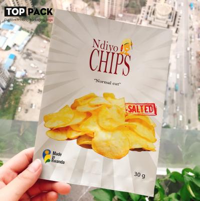 Three Side Seal Stand Up Zipper Pouches Custom Potato Chip Packaging