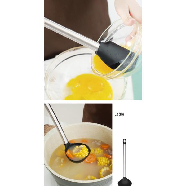 утвари силикона 9Pcs варя с ручкой нержавеющей стали