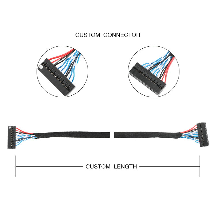 Тангаж 2.00mm CABLE-LVDS-CAPTURE сборки кабеля 51110-2050 20 Pin Molex