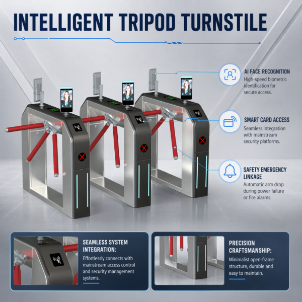 Tripod Turnstile with People Counter for Science Museum – Access Control Gate with Visitor Counting