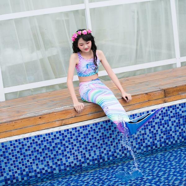Colorful Unicorn Mermaid Tails for Swimming Princess Bikini Bathing Suit Children's Day for 3-12Y