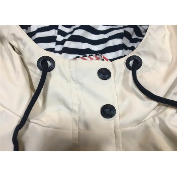 Anti Wind Hooded Ladies PU Jacket Beige Trench Coat , Womens Leather Clothing
