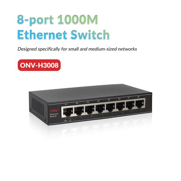 Metal Housing 8 Port Gigabit Ethernet Switch 16Gbps Switching Capacity Fanless Design