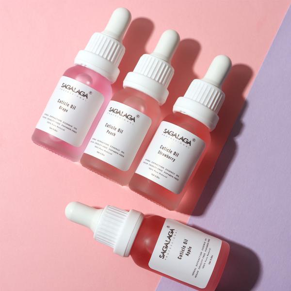 Hydrate les ongles huile de cuticule Bouteilles de 15 ml Logo personnalisé avec 13 parfums Fruit Parfum ongles organique huile de jojoba Vitamine E