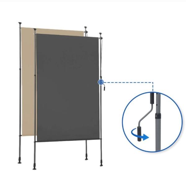 Powder Coated 200x270cm Vertical Awning Water Resistant Grey Fabric for Balcony Garden