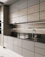 Armários de cozinha modernos cinza Mobiliário personalizado para casa conjunto completo