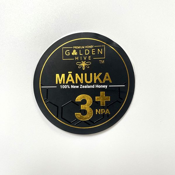 Personalized Food Round Label Silkscreen Printing Bopp Paper Spot Gold and Uv Black Sticker With Logo